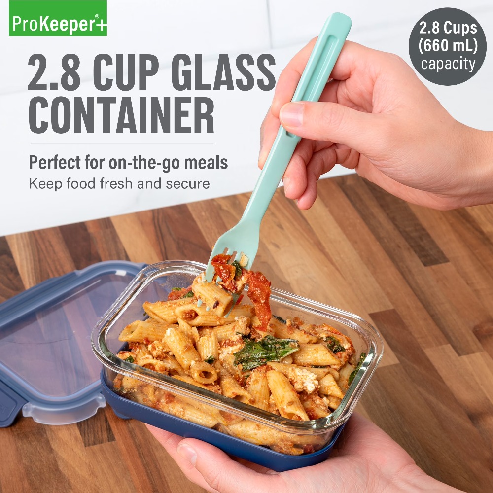 Meal Prep Containers - 2,8-Cup Glas-Lebensmittelbehälter mit Silikonboden und luftdichtem