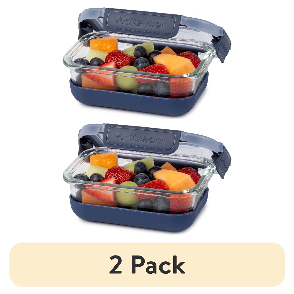Meal Prep Containers - 2er-Pack 1,6-Cup Glas-Lebensmittelbehälter mit rutschfesten Silikonboden-Deckeln,