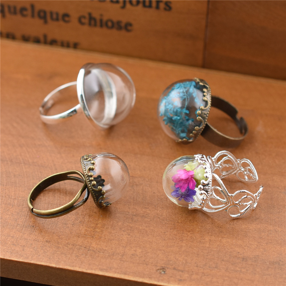 Glass Container Set - 5er-Set 15mm 20mm Hohlglaskuppeln mit Ringbefestigungen,