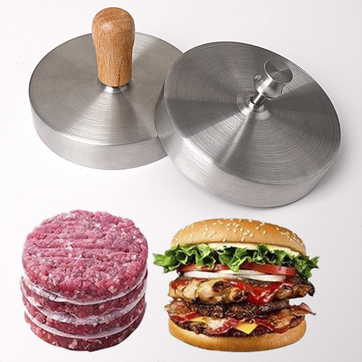Rice Ball Mold - Edelstahl-Burgerform für Rindfleisch-Patties, gepresste Pfannkuchen, Reisbällchen