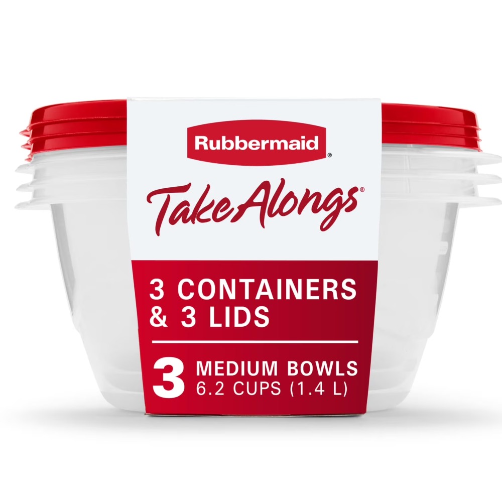 Meal Prep Containers - Große Runde Lebensmittelbehälter mit Deckeln, 3er-Set,