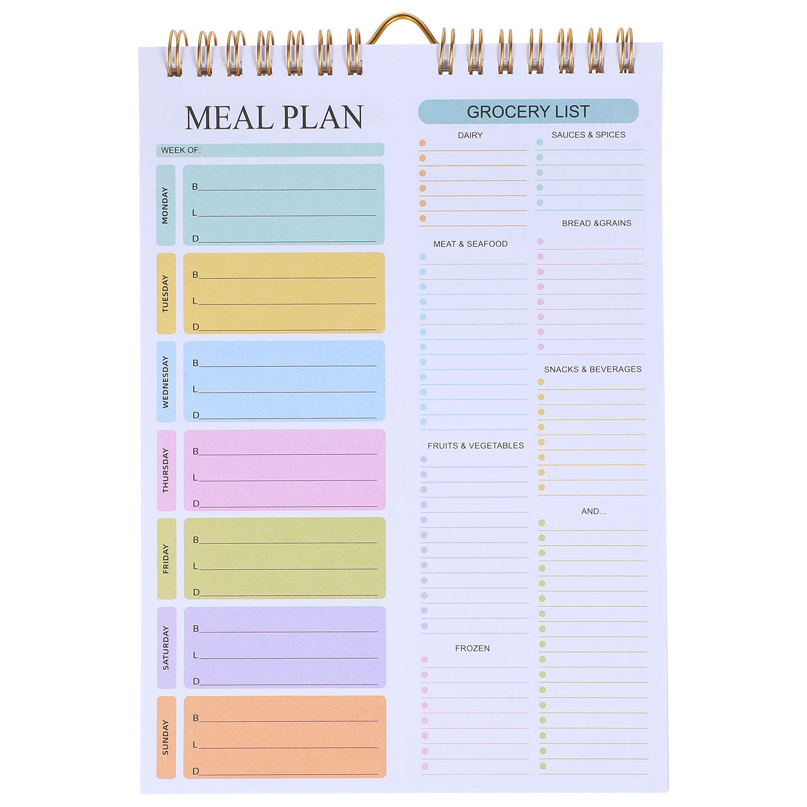 Meal Prep Grocery List - Wöchentlicher Mahlzeitenplaner Notizbuch A5 Spiralbindung Undatiert