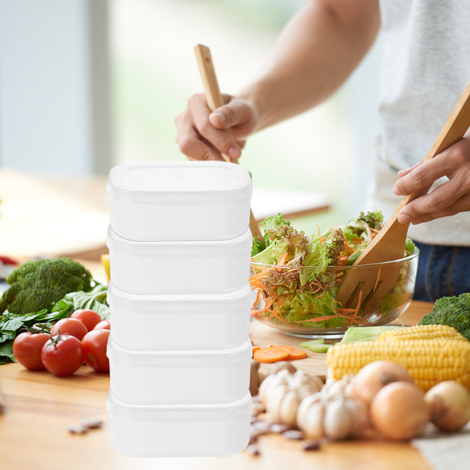 Meal Prep Healthy Lunch - 5 Stück Reiskorn-Portionierboxen Stapelbare Gefrierbare Lebensmittel-Aufbewahrungsbehälter