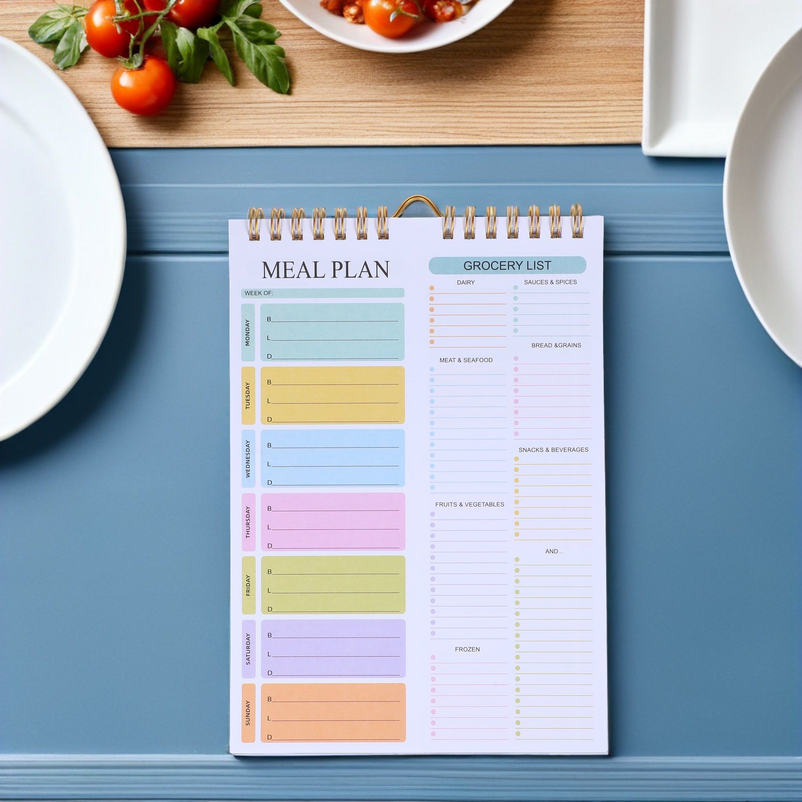 Meal Prep Grocery List - 52 Blatt A5 Wochenmenüplaner Notizbuch Spiralgebunden