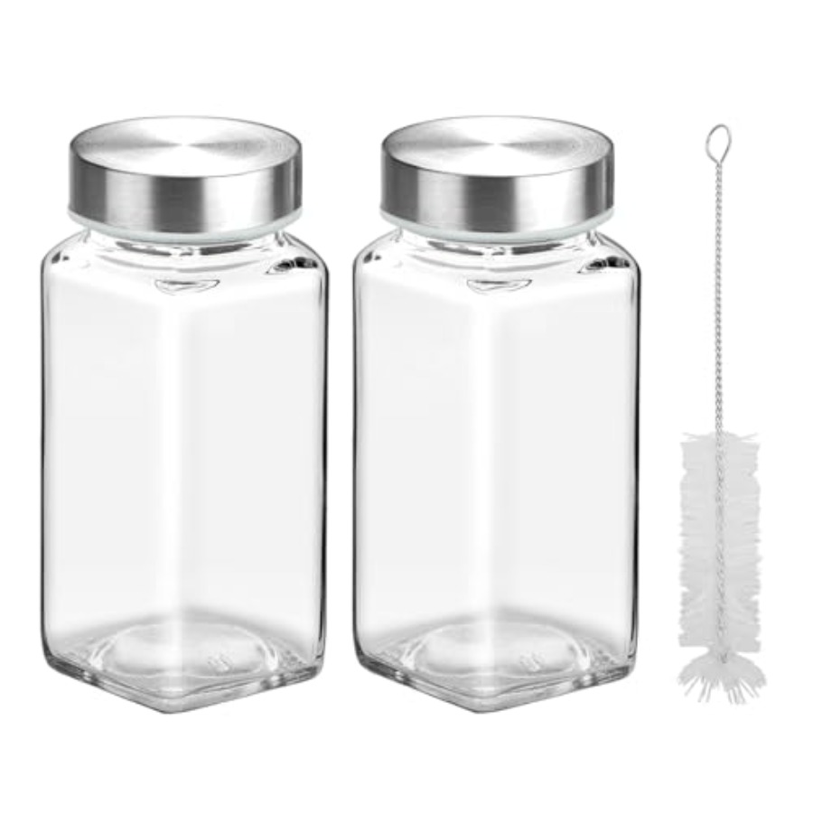 Glass Container Set - 2er-Set 4oz Glas-Gewürzgläser mit Streudeckeln, Gewürzgläser-Probierset