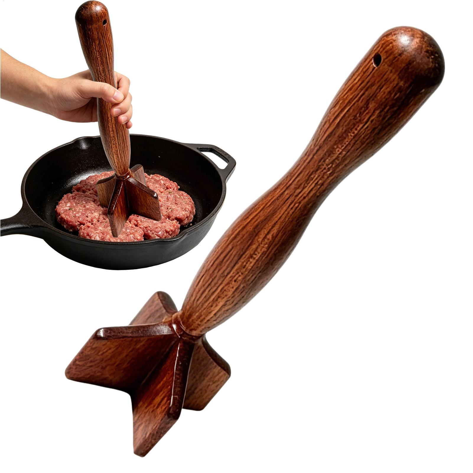Meal Prep Ground Beef - Holz-Fleischzerkleinerer Hamburger-Presse Hackfleisch-Zerkleinerer Kratzfreies Küchenwerkzeug für