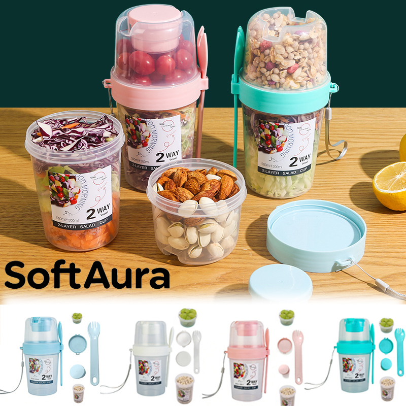 Meal Prep Tupperware - SoftAura Frühstücks-Becher für unterwegs, Salatbecher, Joghurt-