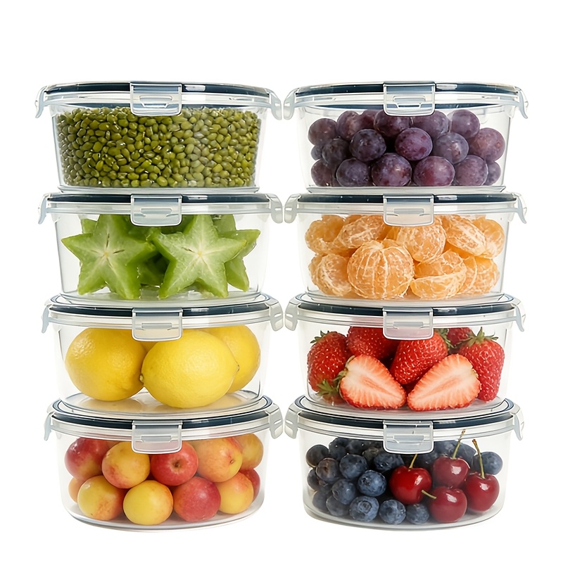 Meal Preparation - 2/4/6/8-teiliges Rundes Frischhaltebox-Set Wiederverwendbare Plastik-Mahlzeitvorbereitungsboxen Mikrowellen-/Spülmaschinen-/Kühlschrankgeeignet