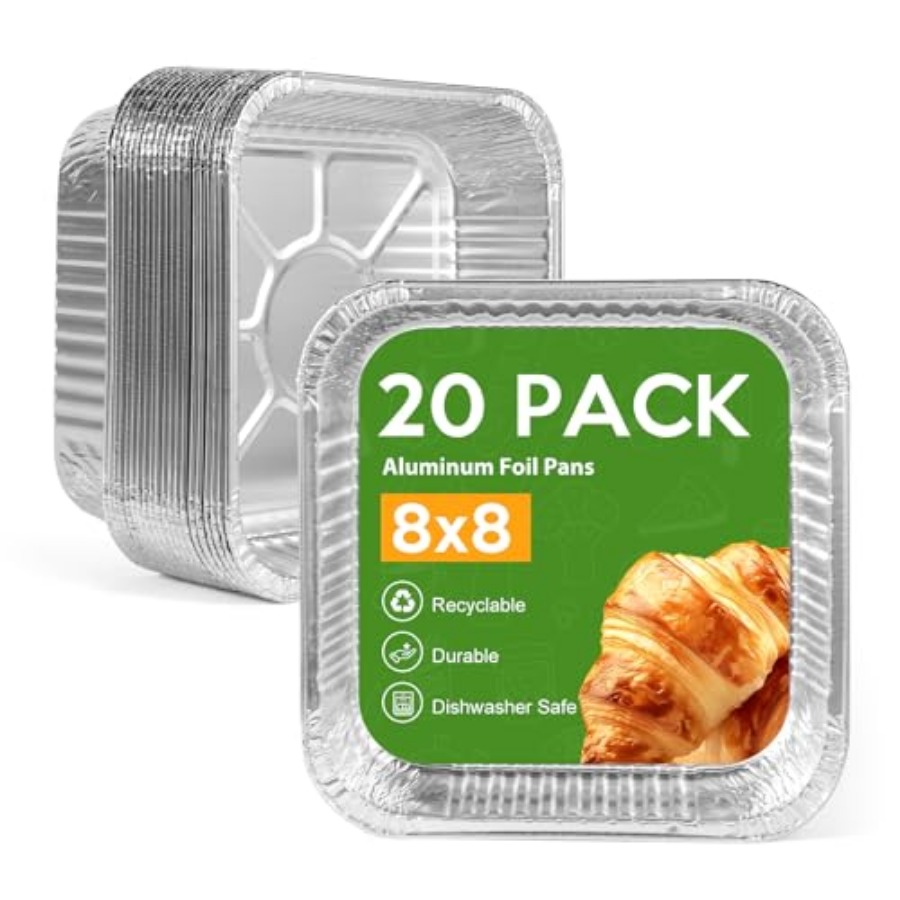 Meal Prep Containers - 8x8 Zoll Aluminiumfolienpfannen Einweg - Quadratische
