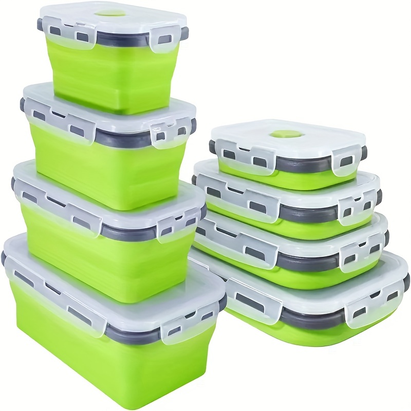 Meal Prep Tupperware - 1/4 Stück zusammenklappbarer Silikon-Vorratsbehälter für Lebensmittel,