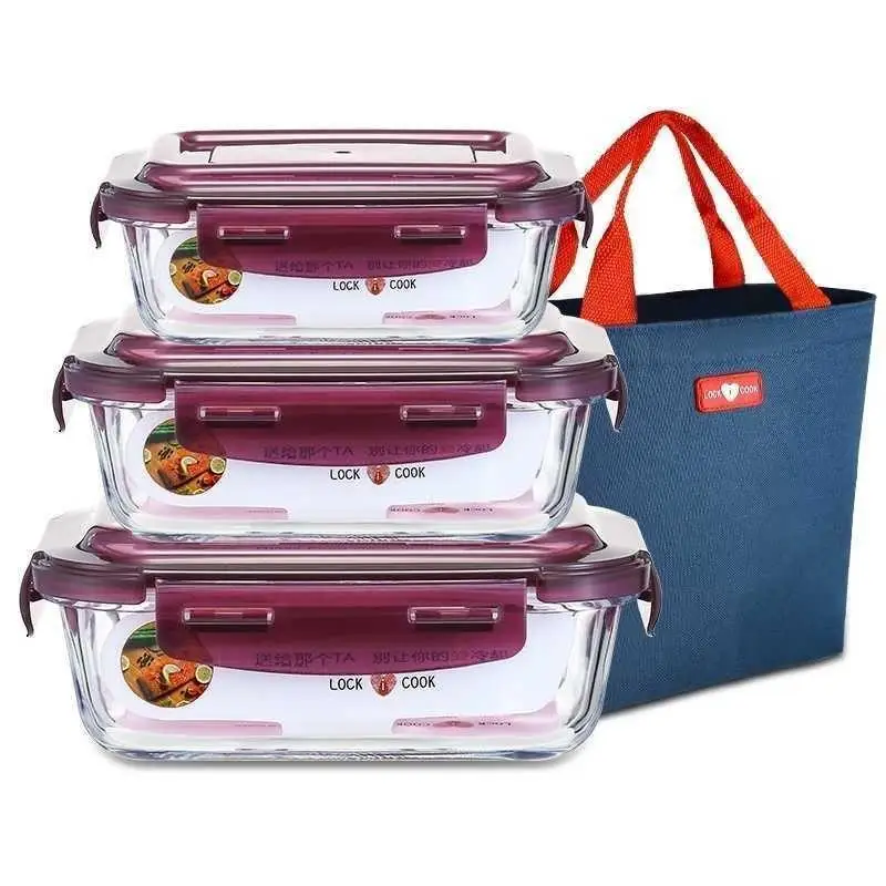 Glass Container Set - Pyrex Mikrowellengeeignete Lunchbox Frischhaltedose Obst-Aufbewahrungsschale Transparentes