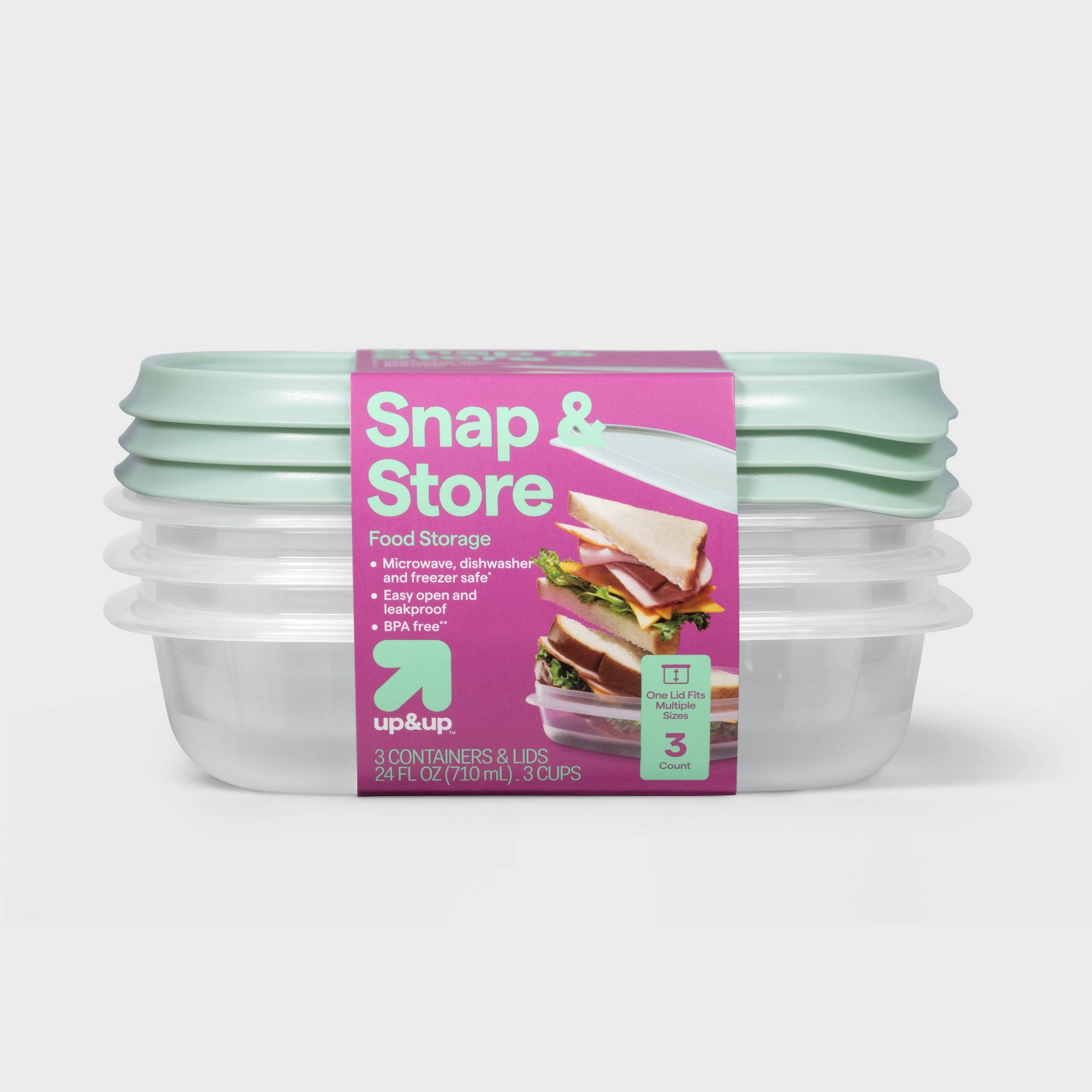 Meal Prep Containers - 3-teilige quadratische Lebensmittelbehälter mit Schnappdeckeln, durchsichtige