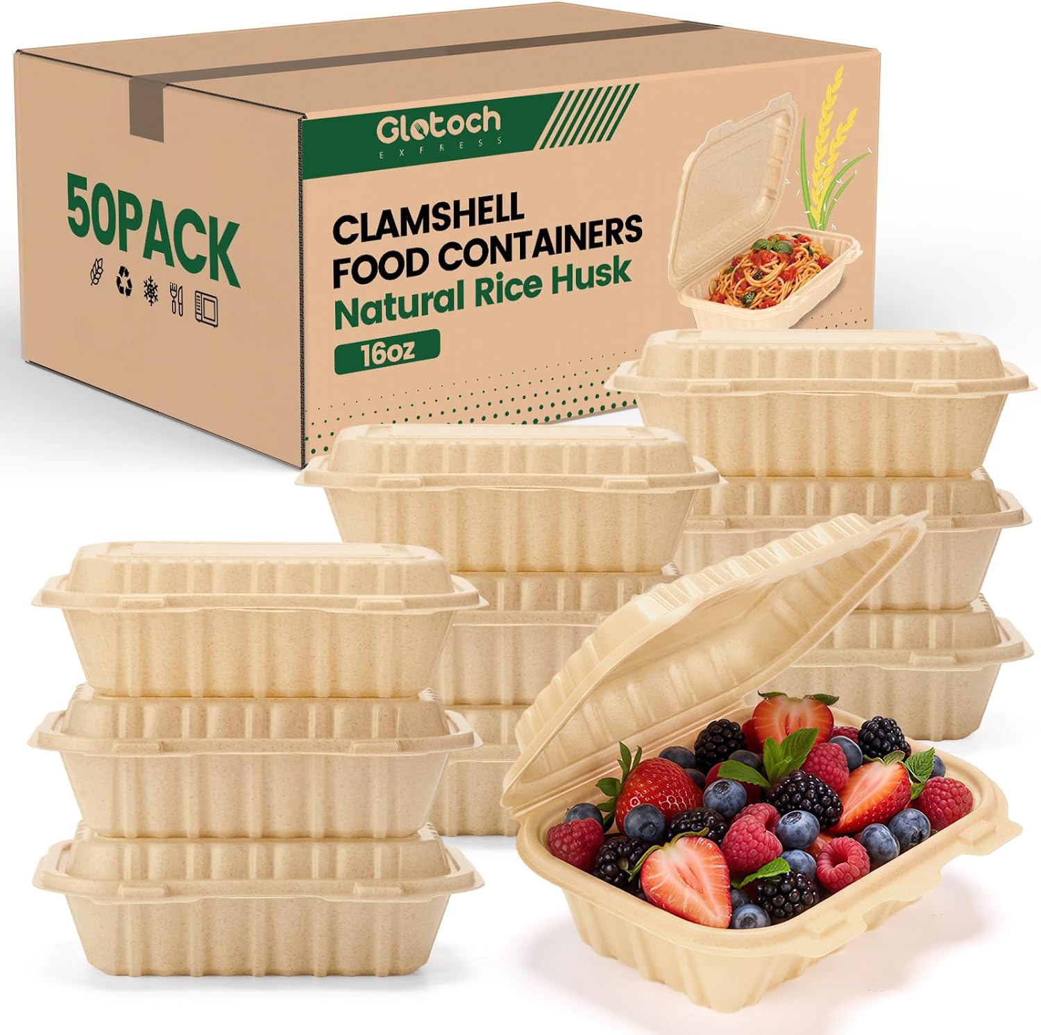 50er-Pack 16oz Clamshell Take- – Meal Prep Containers Bewertung und Preis