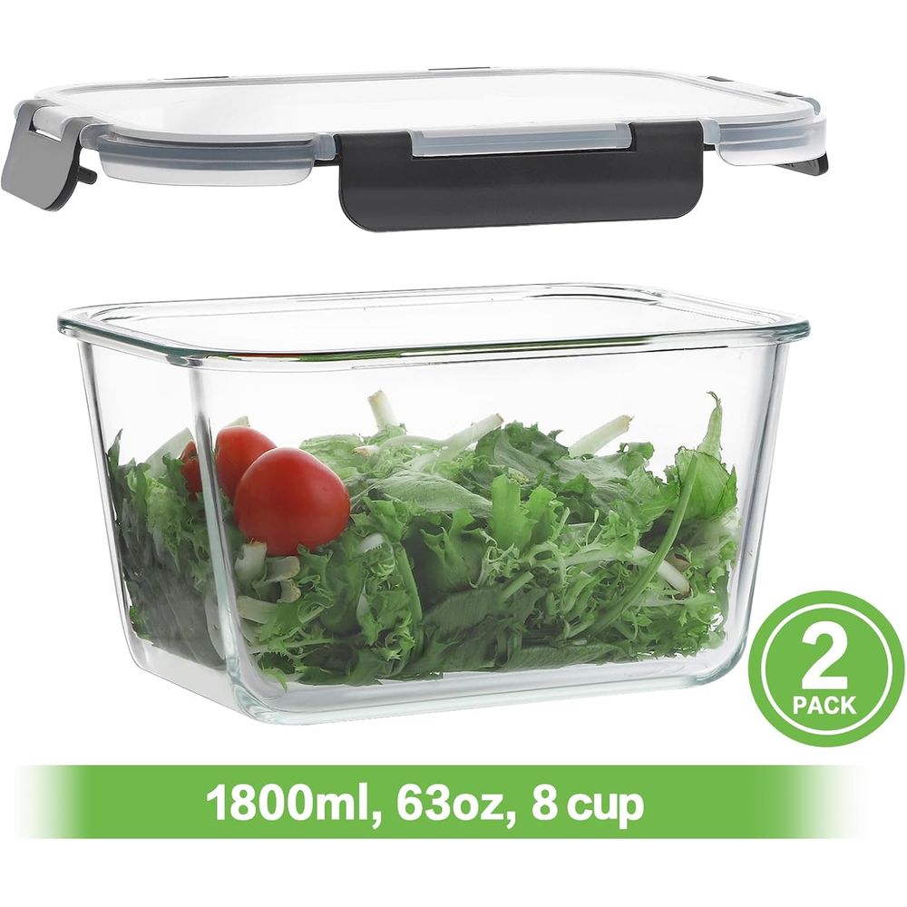 4-teiliges Set 63oz Glas-Leben – Meal Prep Containers Bewertung und Preis